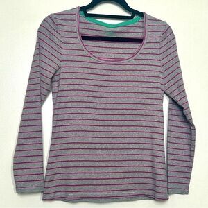 Boden Gray/Pink Stripe Long Sleeve Top Blouse- Size 8P